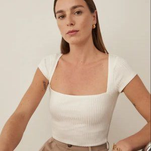 Reformation Bardot Top in Ivory XS